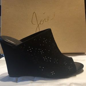 Joie Black Anita Suede Wedge Sandals
